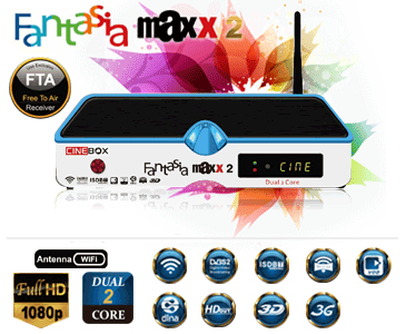 Receptor Cinebox Maxx 2 - HD WiFi IPTV 3D Dual Core Painel LED